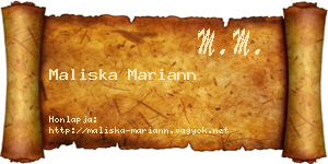 Maliska Mariann névjegykártya